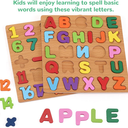 3-Pack Preschool Wooden Puzzles – Letters, Numbers & Shapes for Ages 3-5