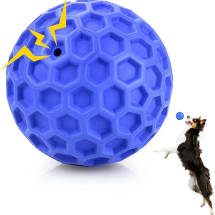 Indestructible Squeaky Dog Ball Toy for Aggressive Chewers Teeth Cleaning