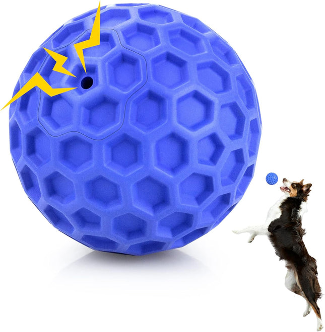 Indestructible Squeaky Dog Ball Toy for Aggressive Chewers Teeth Cleaning