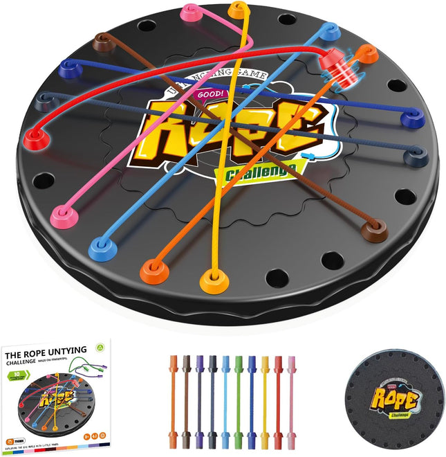 Rope Untangling Puzzle Game Mini Travel Strategy Board Game for Kids & Adults