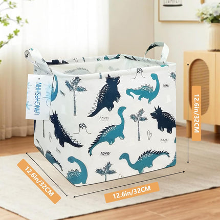 Waterproof Canvas Storage Basket – Square Dinosaur Hamper for Nursery & Toy Room