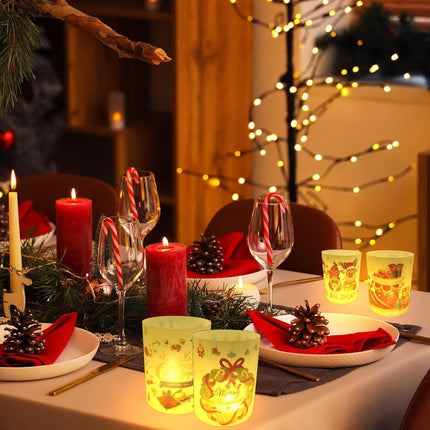 Merry Christmas Table Centerpiece – 8 PCS Candle Shade Covers for Home