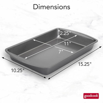 7" x 11" Nonstick Baking Pan, Scratch-Resistant Metal Utensil Safe, Gray