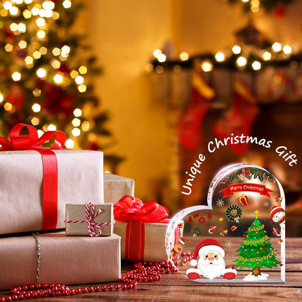 Christmas Indoor Decorations – Acrylic Heart Decor for Office Desk, Table & Mantle