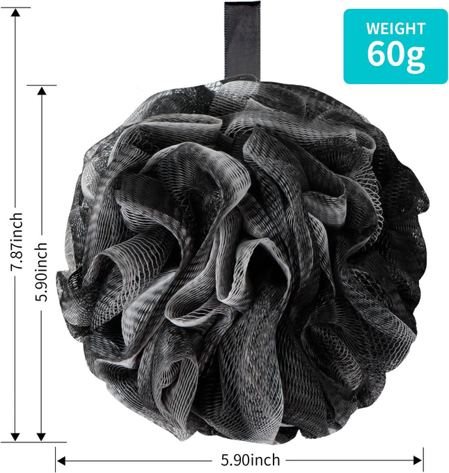 4 Pack Bath Loofah Shower Sponge Soft Mesh Body Scrubber Dark Elf