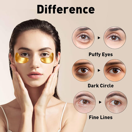 24K Gold Eye Patches 50 Pack Anti Aging Under Eye Masks for Dark Circles
