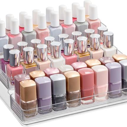 3-Tier Clear Nail Polish Organizer Display Stand Holds Up to 30 Bottles