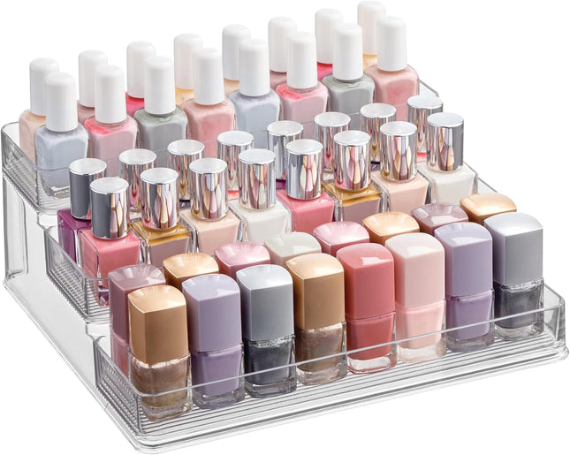 3-Tier Clear Nail Polish Organizer Display Stand Holds Up to 30 Bottles
