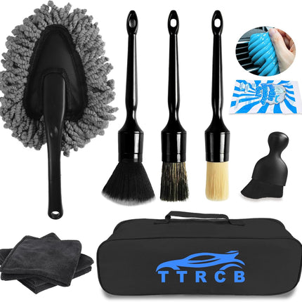 10PCS Car Detailing Cleaning Kit, Interior Brushes, Duster, Gel & Microfiber Cloth