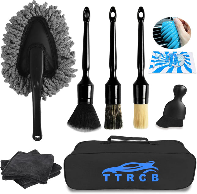 10PCS Car Detailing Cleaning Kit, Interior Brushes, Duster, Gel & Microfiber Cloth
