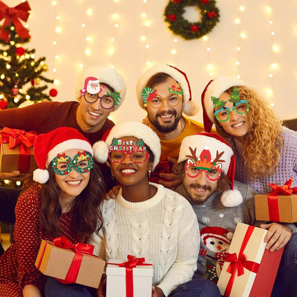 12PCS Christmas Glasses – Funny Holiday Party Photo Booth Props for Xmas Fun