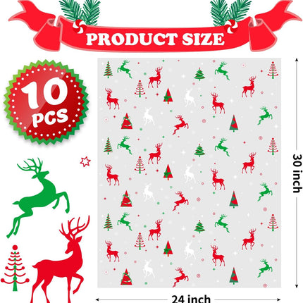 10PCS Christmas Cellophane Gift Bags – 24x30" Clear Holiday Wrapping