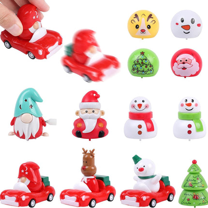 12PCS Christmas Pull Back Car Toys – Windup Holiday Party Favors for Kids