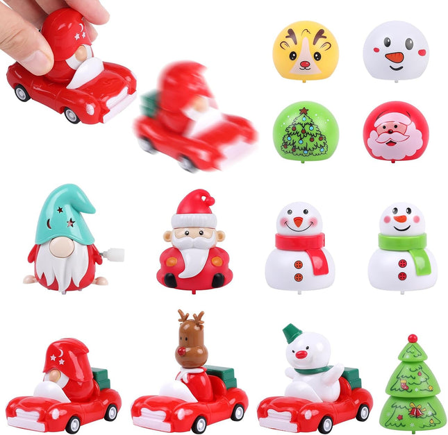 12PCS Christmas Pull Back Car Toys – Windup Holiday Party Favors for Kids