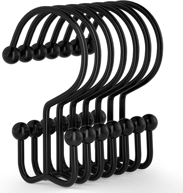 12 Piece Shower Curtain Hooks Double Glide Rings for Bathroom Rods