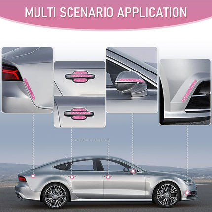 10PCS Pink Bling Car Door Handle Protectors Rhinestone Glitter Anti-Scratch Stickers