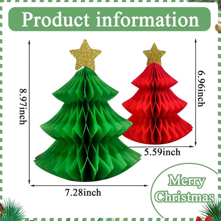 6-Pack Honeycomb Paper Christmas Trees, Red & Green Mini Tabletop Holiday Decor