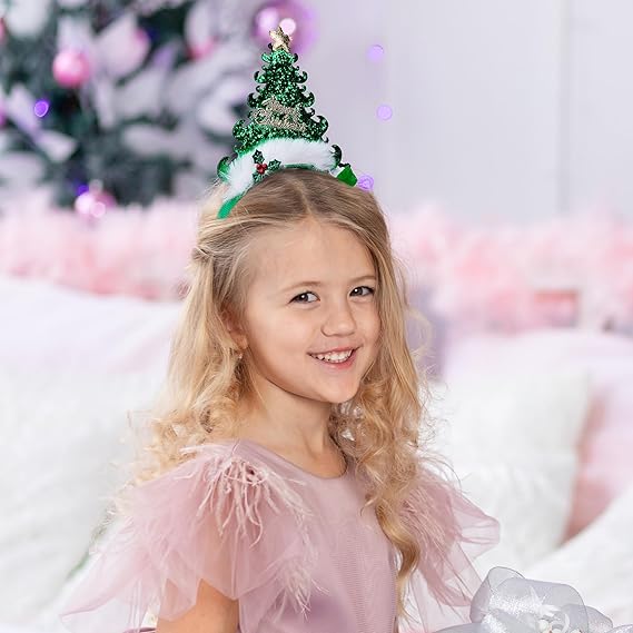 2PCS Merry Christmas Tree Headbands – Cute Santa Hat Hair Accessories