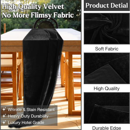 Black Velvet Table Runner 36" – Luxury Christmas & Thanksgiving Decor
