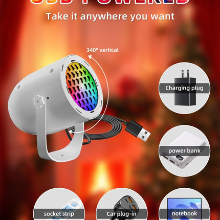 Christmas Projector Lights, White LED Snowflake Lamp for Holiday Party Decor