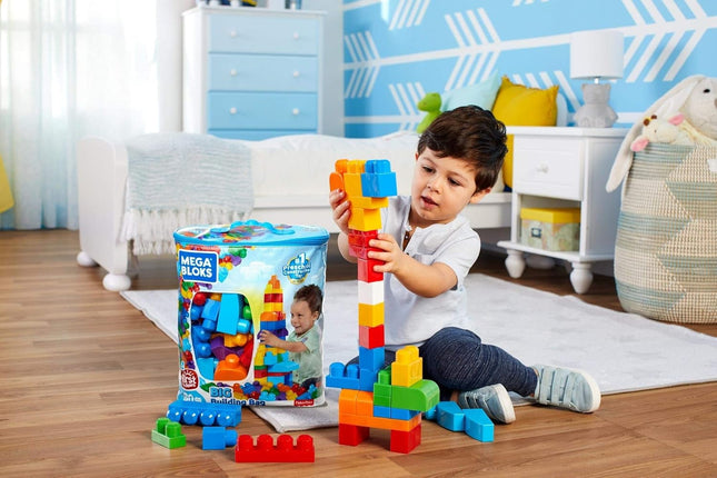80-Piece Toddler Block Set – First Builders, Blue Bag, Ages 1+, Easy Storage