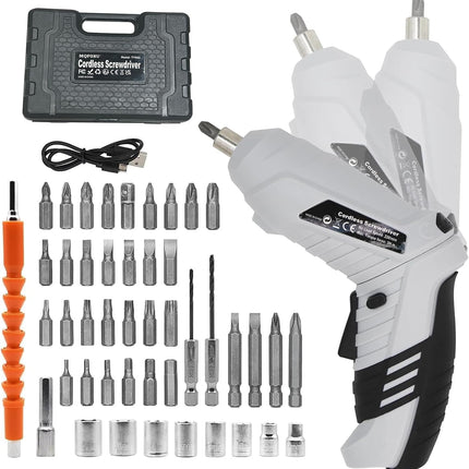 Cordless Electric Screwdriver Kit 47 Bits Rechargeable Power Tool for Home DIY