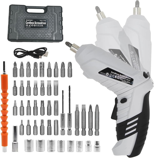 Cordless Electric Screwdriver Kit 47 Bits Rechargeable Power Tool for Home DIY