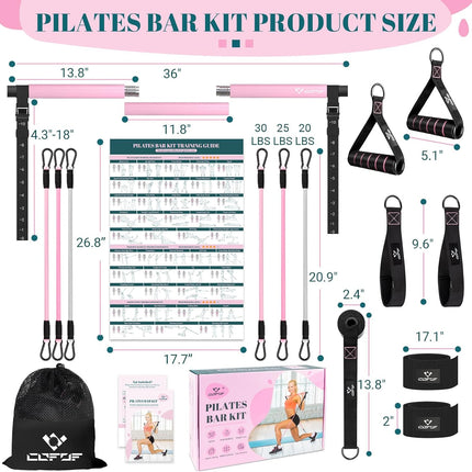 Pilates Bar Kit with Resistance Bands Portable Home Gym Full Body Workout Set