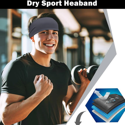 6 Pack Sports Headbands for Men and Women Sweat Wicking Workout Hairbands
