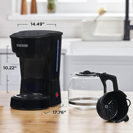 12-Cup Coffee Maker with Easy On/Off Switch, Non-Drip Carafe, Black