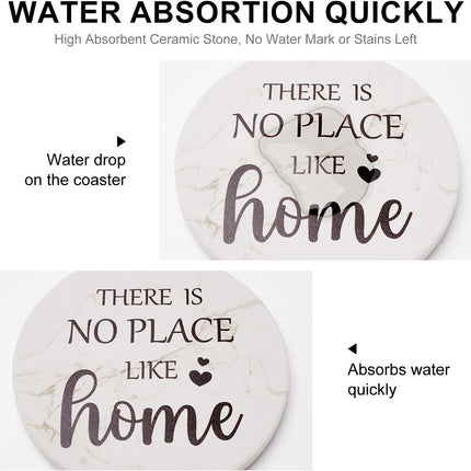 Housewarming Gift Coasters – 6-Pack Ceramic Marble Drink Coaster Set