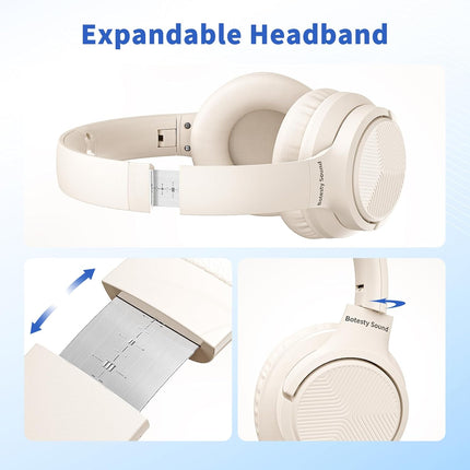 Wired Headphones with Microphone – Foldable Over-Ear, 3.5mm Plug for Travel & School