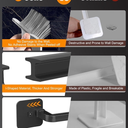 4 Pack Hat Rack Wall Organizer, Adhesive Hat Hooks for Baseball Caps, Black