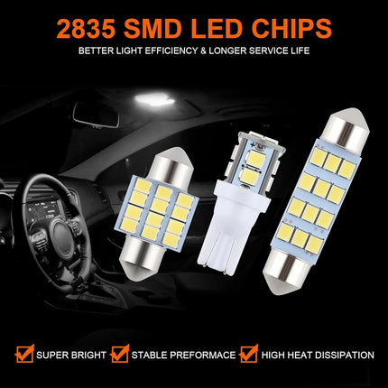 24-Piece LED Car Interior Bulb Kit – 194, T10, DE3175, 578, 31mm & 42mm Lights