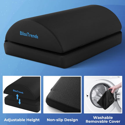 Under Desk Foot Rest with Adjustable Heights Washable Cover for Office