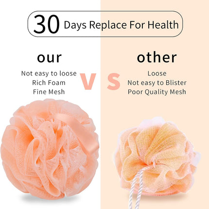 4-Pack 50G Colorful Bath Loofah Sponges, Exfoliating Mesh Pouf Body Scrubber