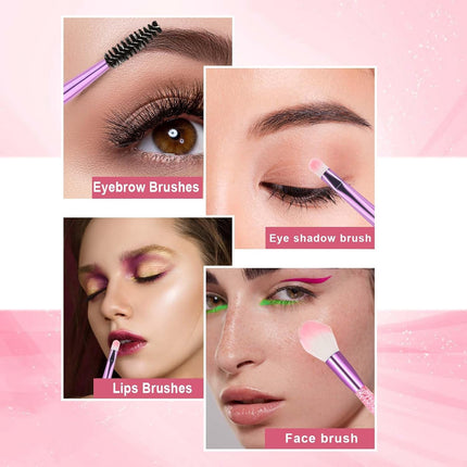 10PCS Glitter Crystal Makeup Brush Set, Bling Synthetic Brushes for Face & Eye Makeup