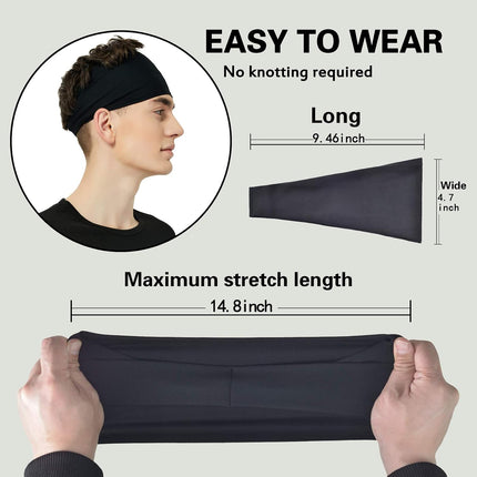 5-Pack Sports Headbands for Men & Women, Sweat-Wicking Bands for Running Gym