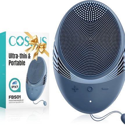 FBS01 Facial Cleansing Brush Silicone Face Scrubber Rechargeable Navy Blue