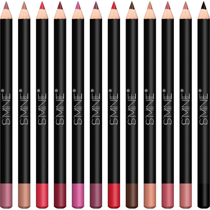 12 Colors Matte Lip Liner Pencil Set High Pigment Long Lasting Makeup