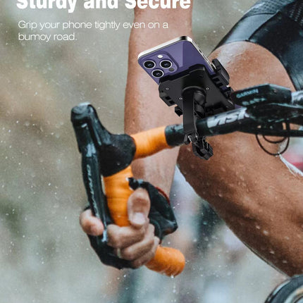 Bike Phone Holder Mount, Secure Handlebar Holder for 4.5-6.8in Smartphones, Black