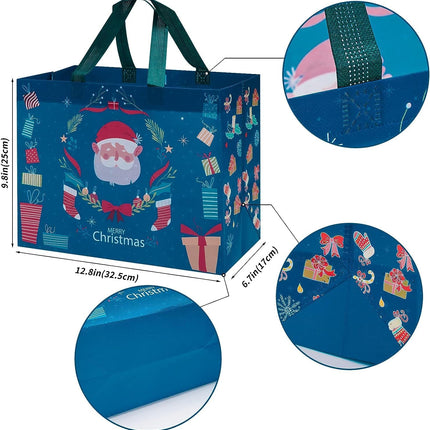 12-Pack Large Christmas Gift Bags Reusable Non-Woven Tote Bags for Holiday Gifts