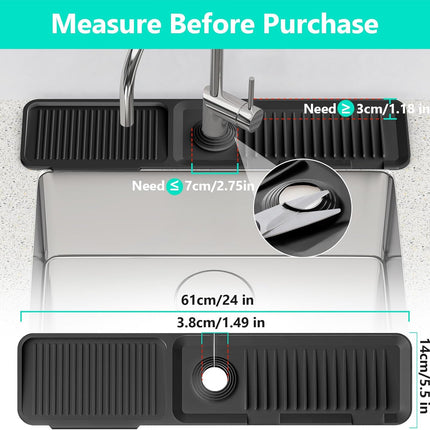 24 Inch Silicone Faucet Mat for Kitchen Sink Fast Self Draining Splash Guard