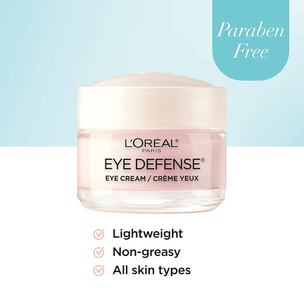 Dermo-Expertise Eye Defense Eye Cream 0.5oz, Caffeine & Hyaluronic Acid Moisturizer