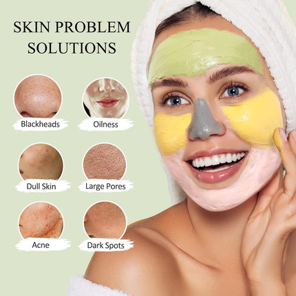 4PCS Face Mask Set – Turmeric, Vitamin C & Green Tea Clay Masks 240g