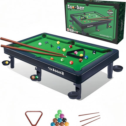 Mini Pool Table Game, Portable Desktop Billiards Set with Balls & Sticks for Kids