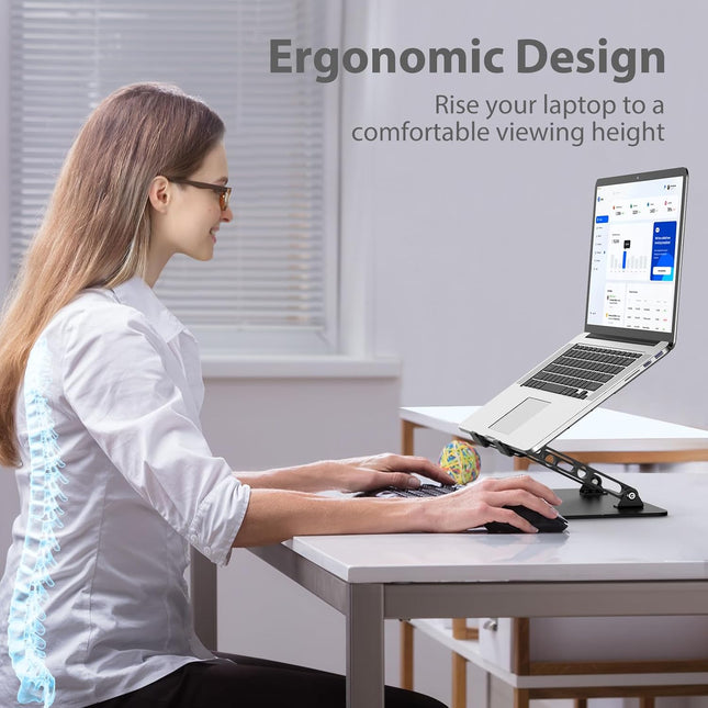 Portable Metal Laptop Stand Adjustable Notebook Holder with Cooling Design