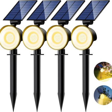 4-Pack Solar Spot Lights – 53 LEDs, Waterproof, 3 Modes, Warm White
