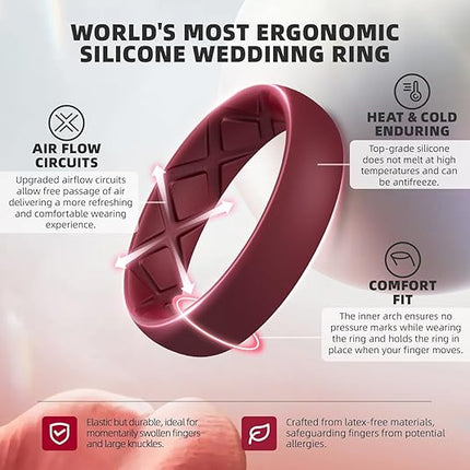 Women’s Bridal Ring Set – Ergonomic, Breathable Silicone Wedding Bands
