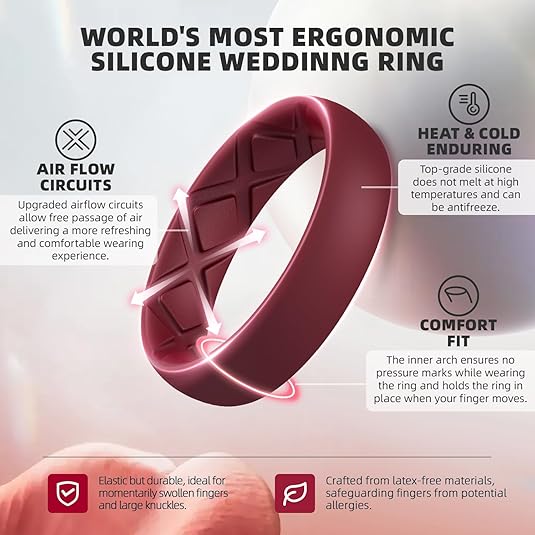 Women’s Bridal Ring Set – Ergonomic, Breathable Silicone Wedding Bands